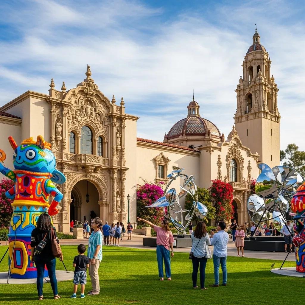 Visitors exploring the San Diego Museum of Art and Museum of Man