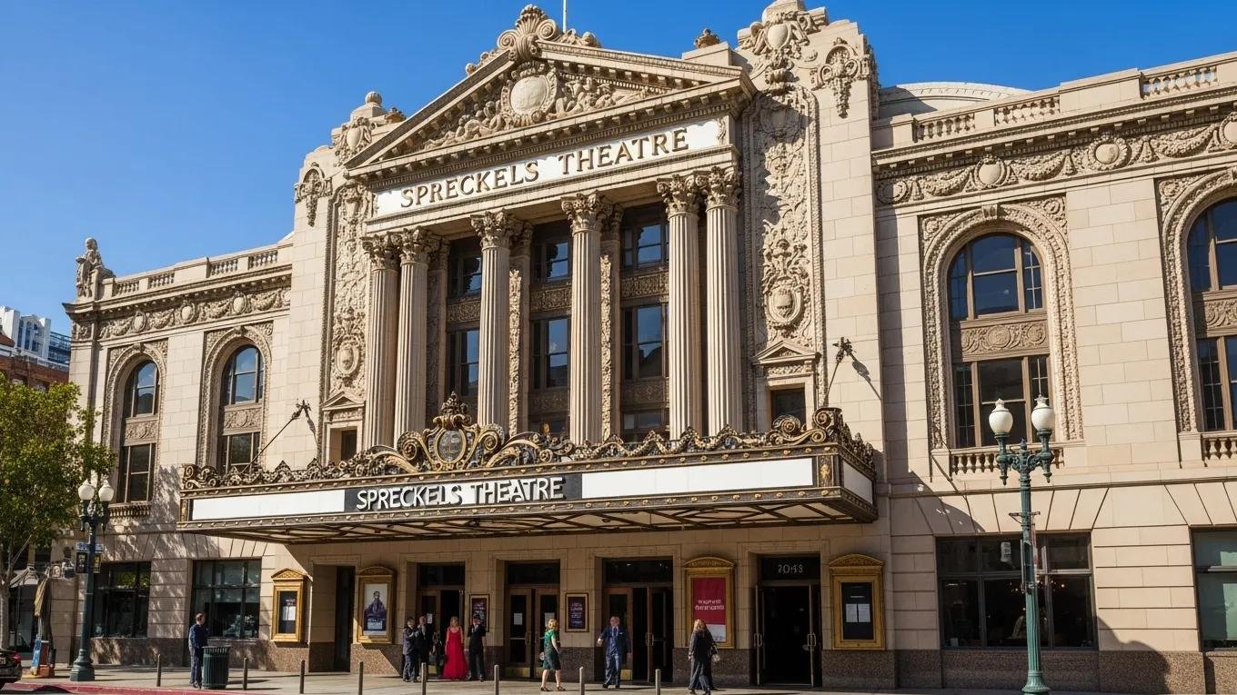 Spreckels Theatre exterior highlighting Beaux-Arts architecture in San Diego