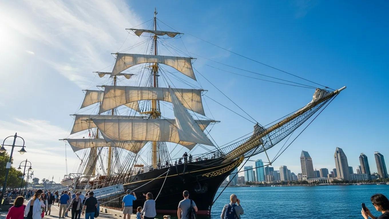 Star of India sailing ship at San Diego Maritime Museum, showcasing maritime history