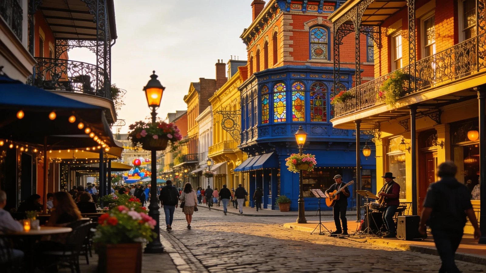 Gaslamp Quarter with Victorian architecture and people walking
