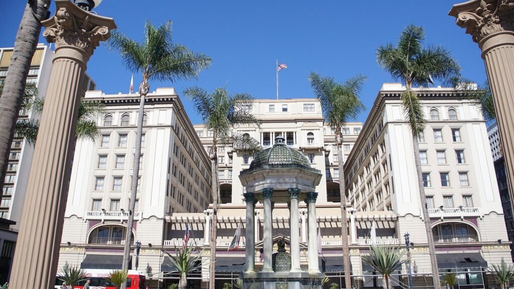 The US Grant Hotel facade in downtown San Diego